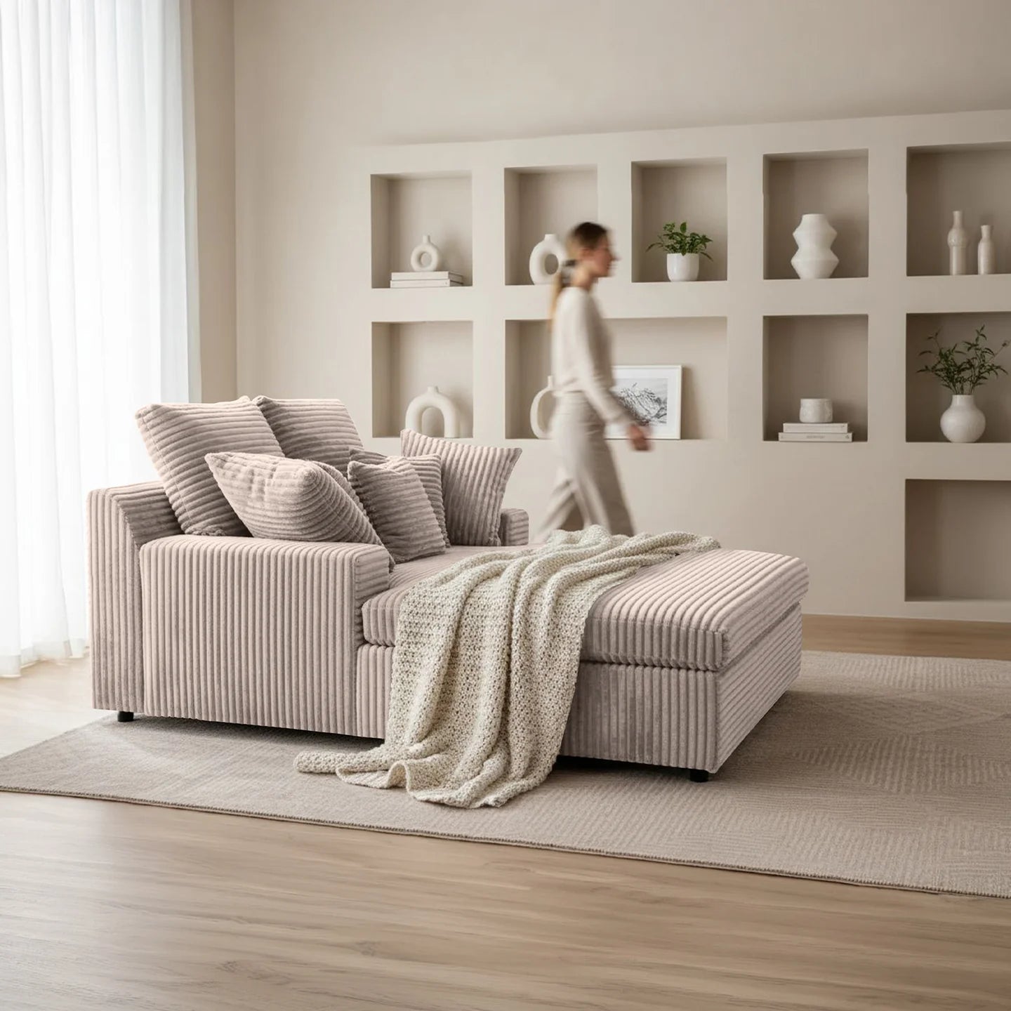 Recamiere / Chaiselongue Lazy in Breitcord, 153x173 cm