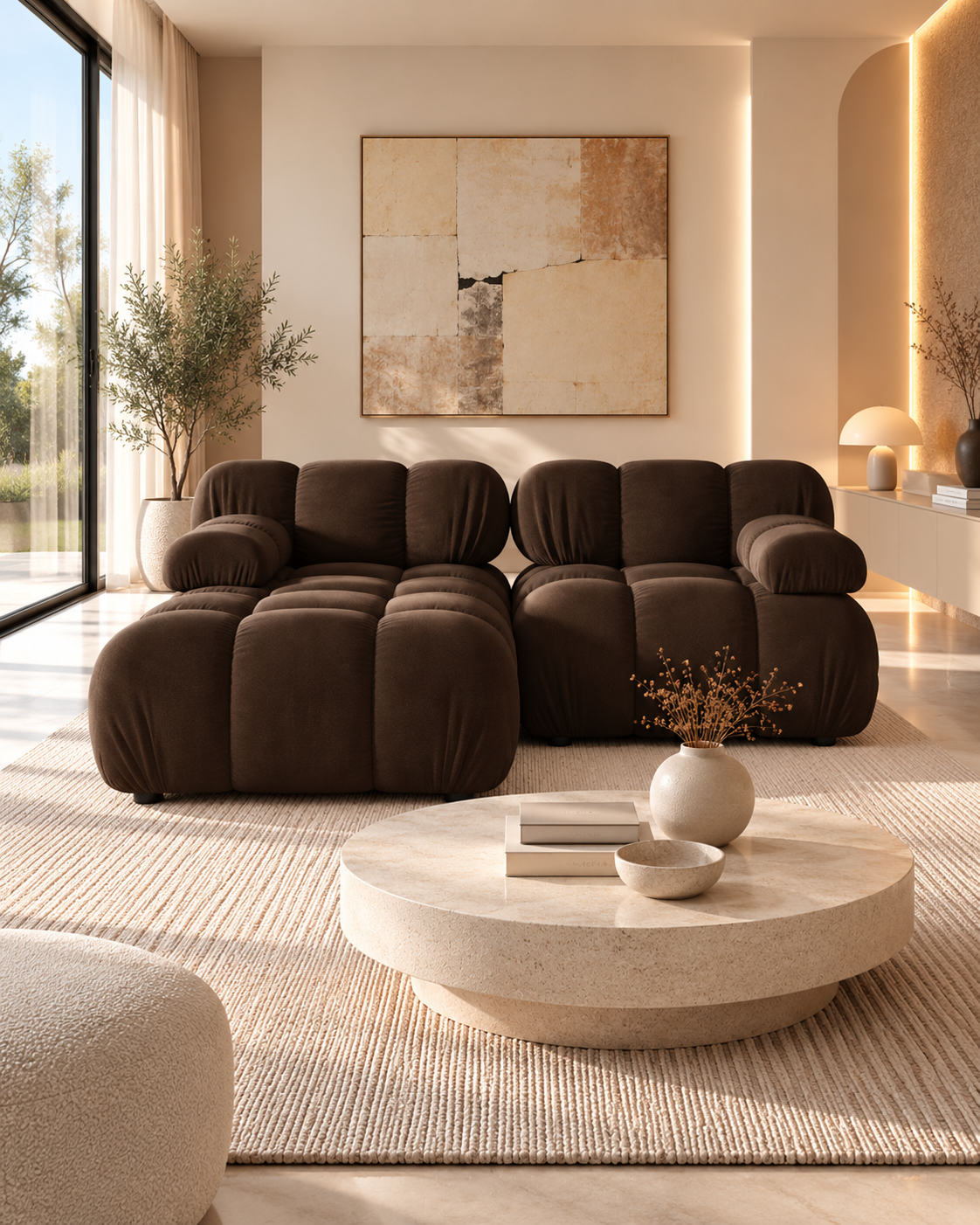 Selene Modulsofa, Ecksofa aus Samt (2-Sitzer), 190 cm
