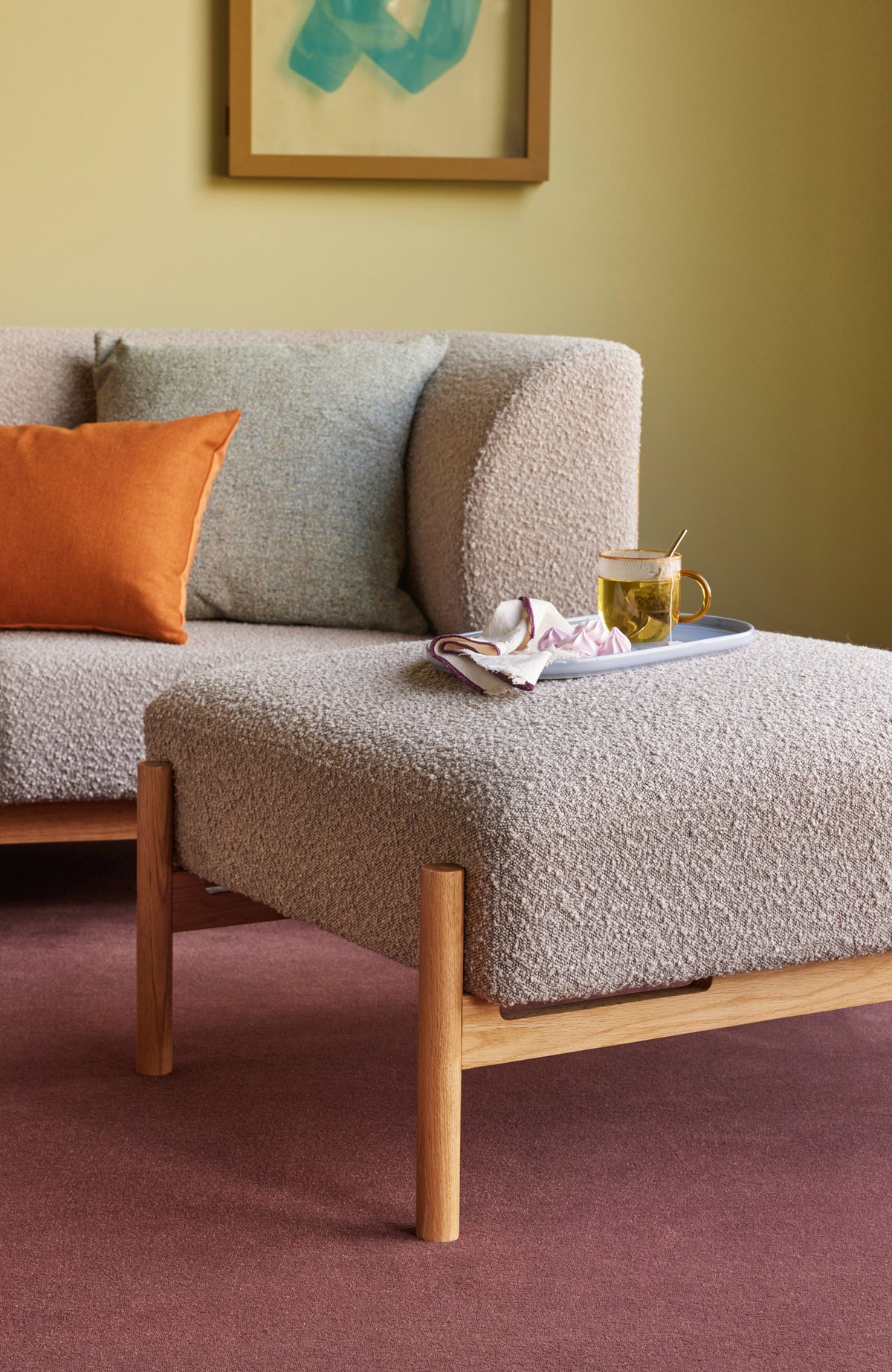 PolsterOase Möbel – Moment 3, Sitzer, Sofa in Bouclé, groß, Grau – Ansicht 7
