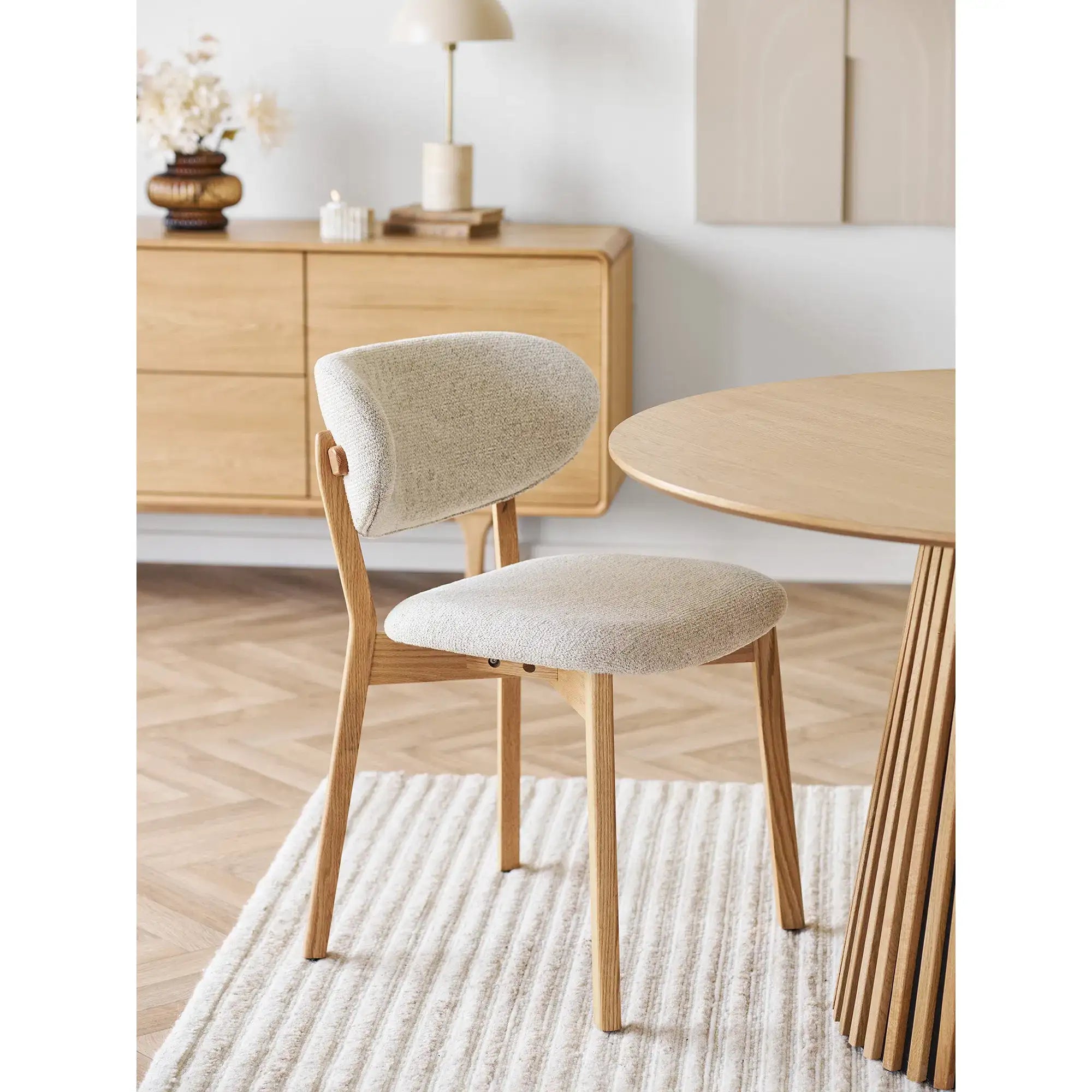 2er Set, Esszimmerstuhl Eiche geräuchert/Sand – Gepolsterter Stuhl im skandinavischen Design