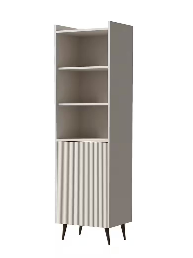 AVEN 180 cm – Design Standregal mit Push-to-Open (Kaschmir/Nussbaum)