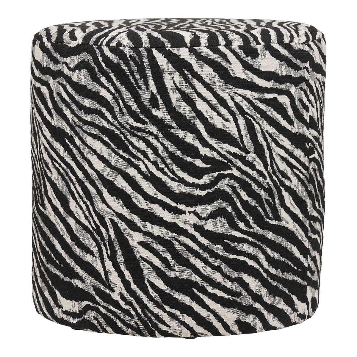 PolsterOase Möbel – Kimberley Pouf mit Jacquard, Bezug, Schwarz/Weiß, Ø 40 cm – Ansicht 2