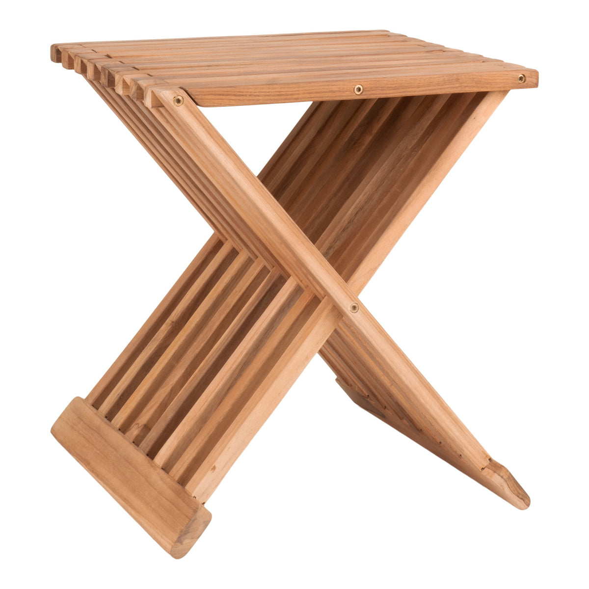PolsterOase Möbel – Erto Hocker aus Teakholz, 40 × 35 × 45 cm