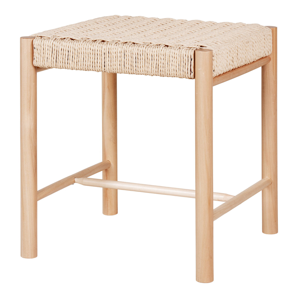 Abano Hocker – Pappelholz & Papierkordel, Natur, 42 × 42 cm
