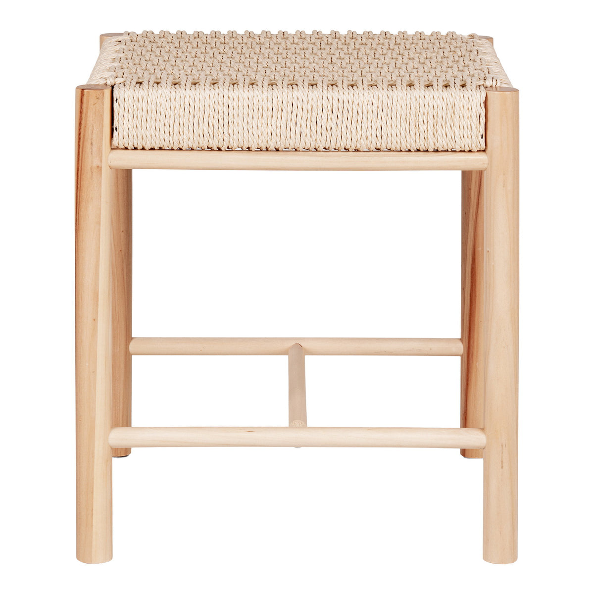 Abano Hocker – Pappelholz & Papierkordel, Natur, 42 × 42 cm