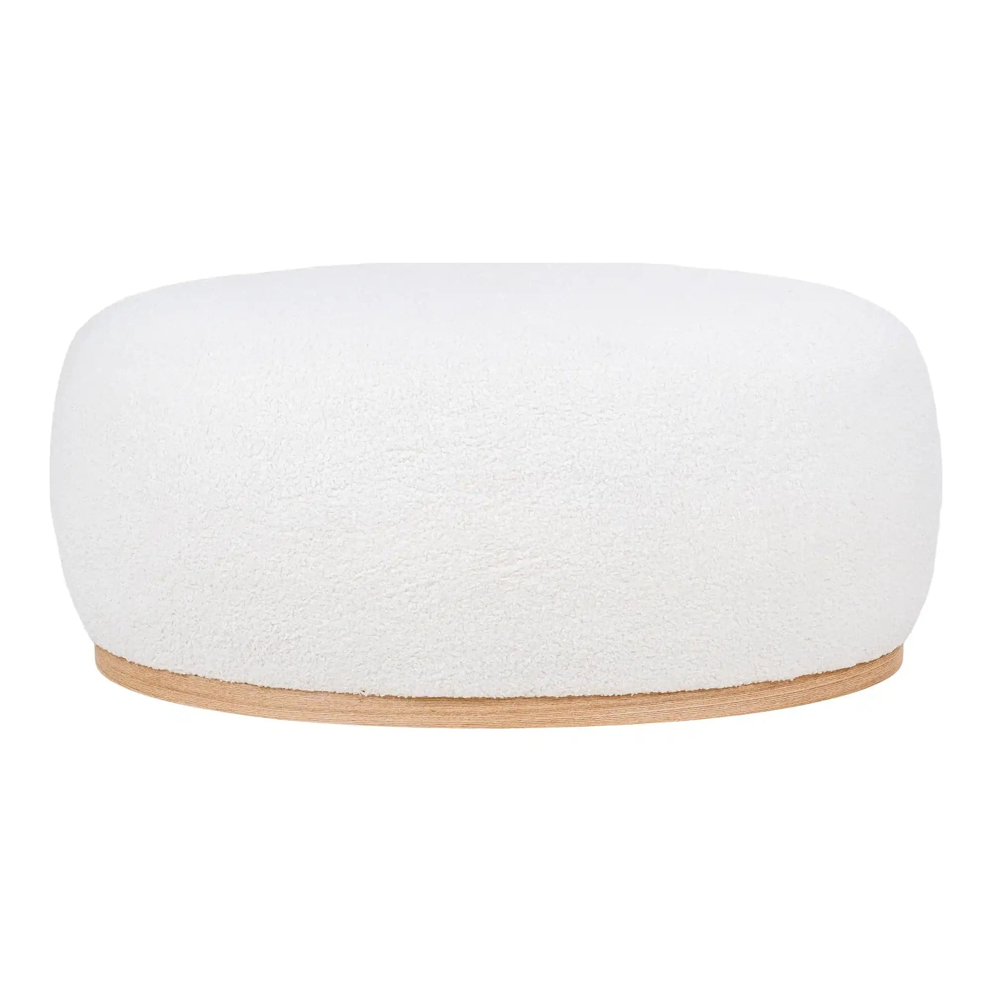 Pouf in Weiß Bouclé 88,5 cm – Moderner Sitzhocker im skandinavischen Stil