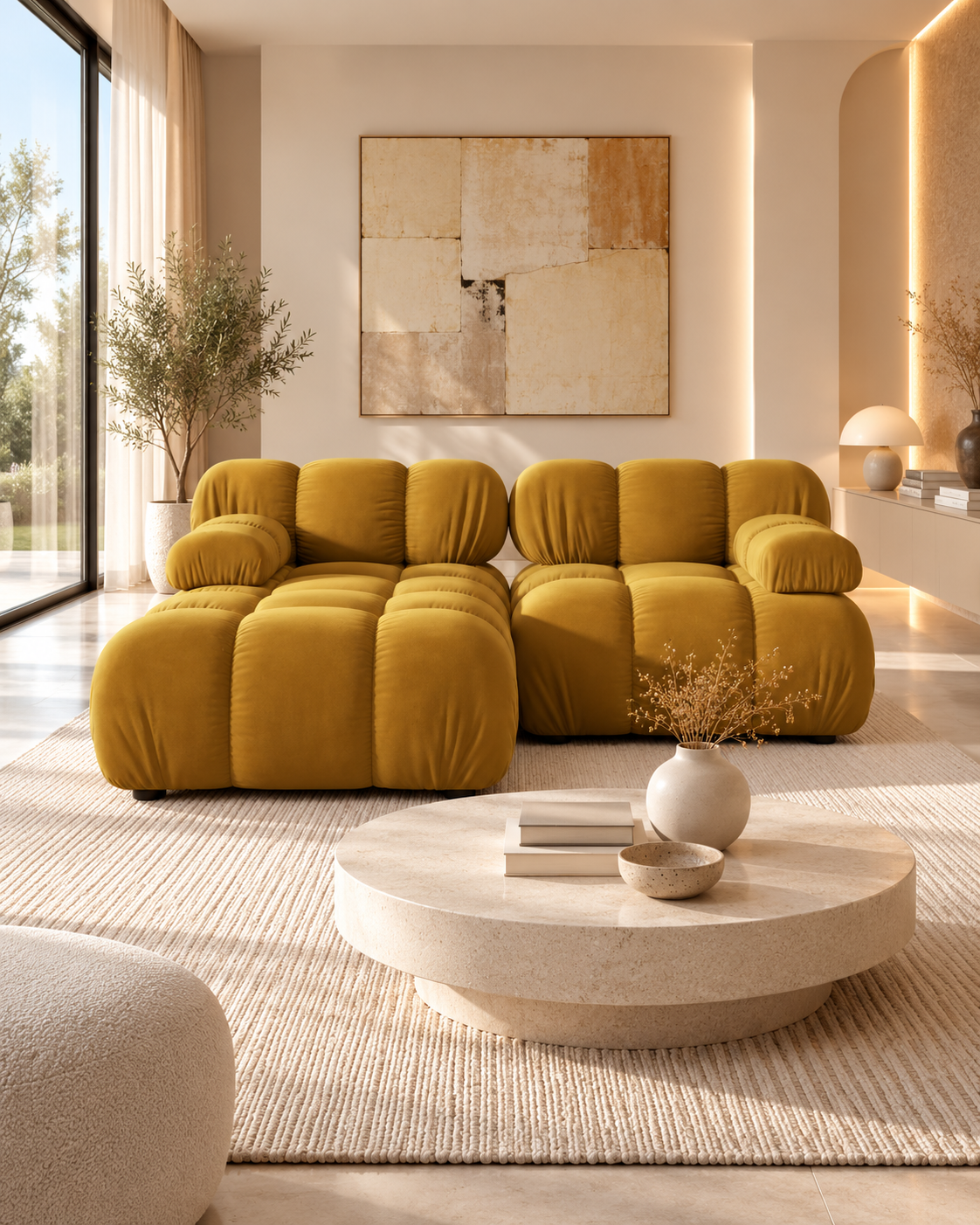 Selene Modulsofa, Ecksofa aus Samt (2-Sitzer), 190 cm