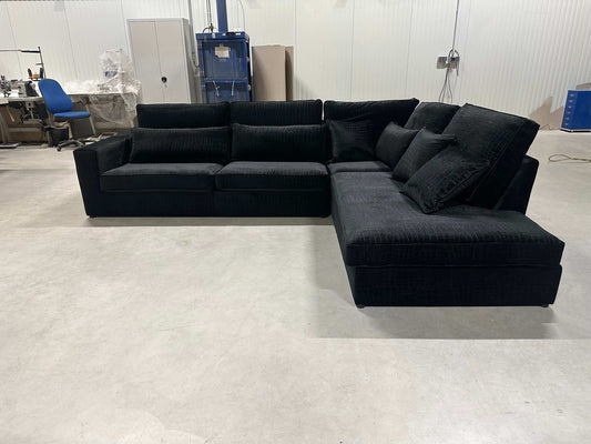 Ecksofa L-Form in Samt Kroko-Optik Anthrazit
