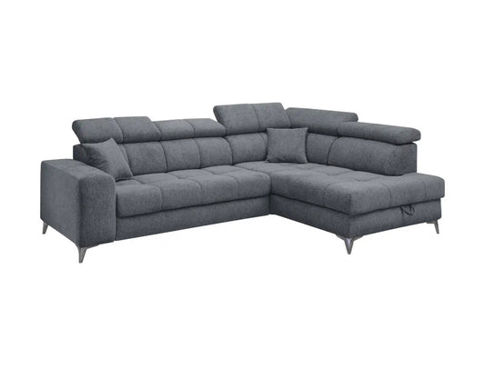 Elektrisches Ecksofa L - Form in Webstoff Anthrazit - POLSTEROASE