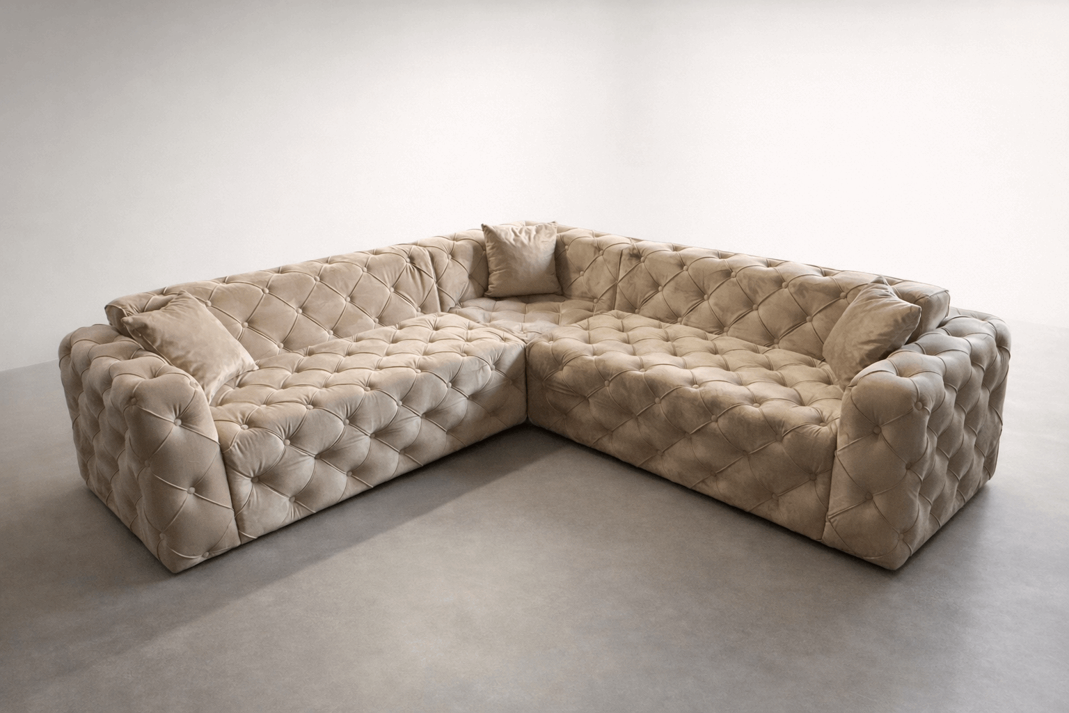 Bubble Ecksofa in Samt Beige, 246 cm Breite | PolsterOase