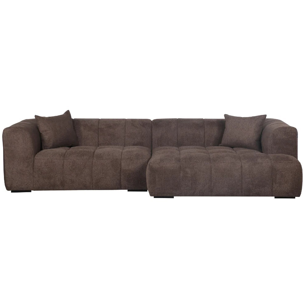 Bora Ecksofa (rechts) in Bouclé Braun, 304 cm Breite | PolsterOase