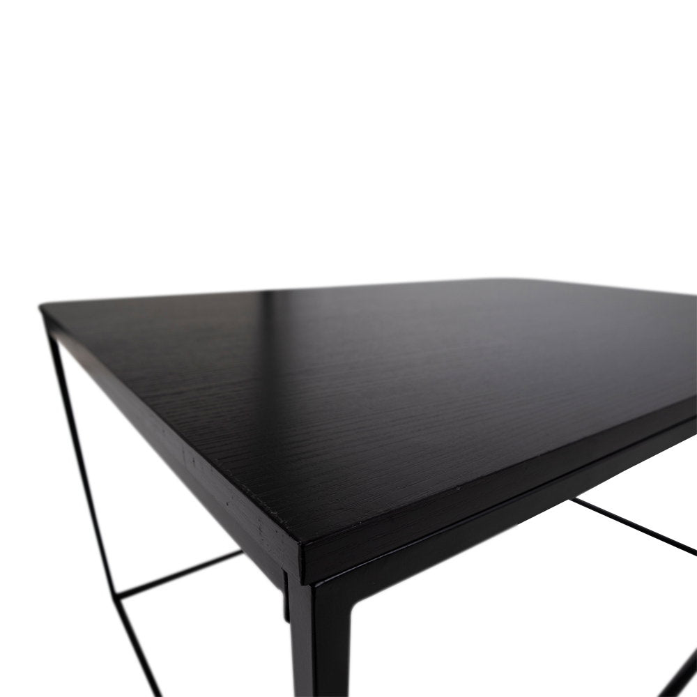 Vita Couchtisch aus Stahl und Holzwerkstoff, Schwarz, 90 × 60 cm