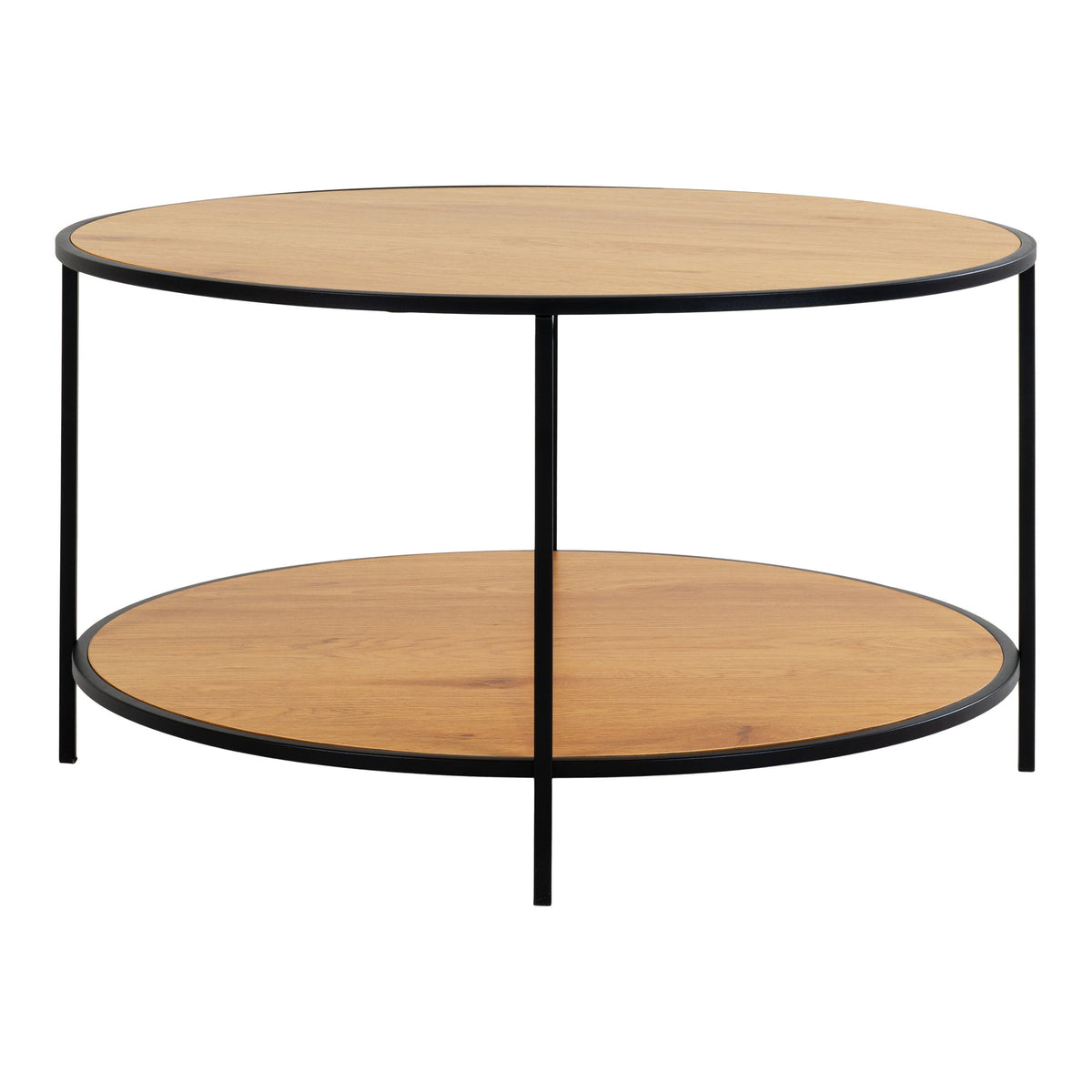 PolsterOase Möbel – Vita Couchtisch, Eichenoptik, schwarzer Rahmen ø80x45 cm – Ansicht 3