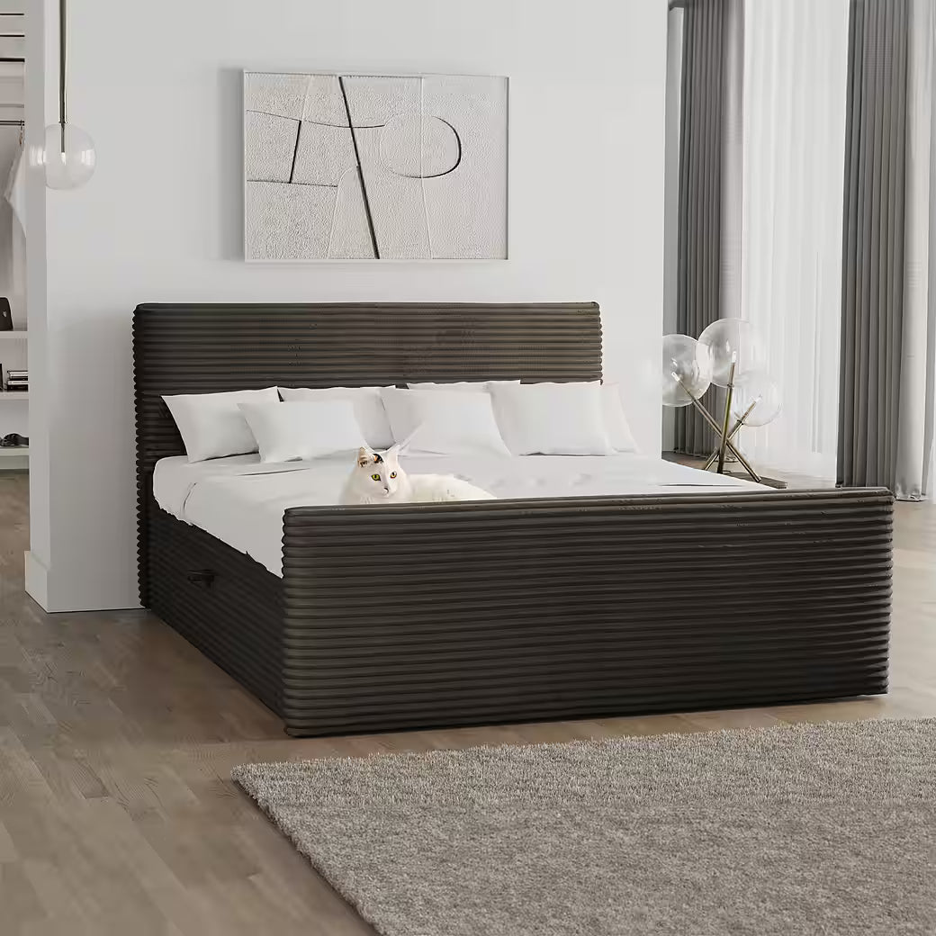 Boxspringbett Trento 120x200 cm mit Bettkasten, Topper und Bonellmatratze in Breitcord