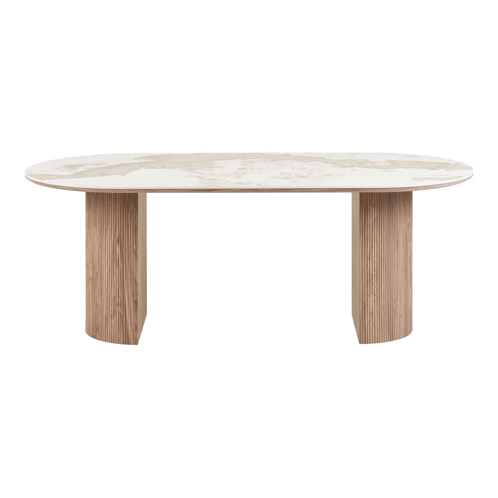 Esstisch 210 cm Keramik Weiß/Braun – Athens Skandinavisches Design