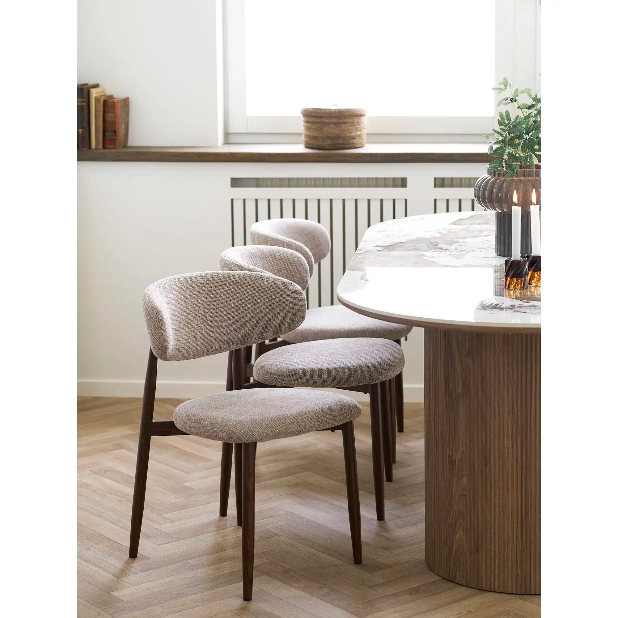 Esstisch 210 cm Keramik Weiß/Braun – Athens Skandinavisches Design