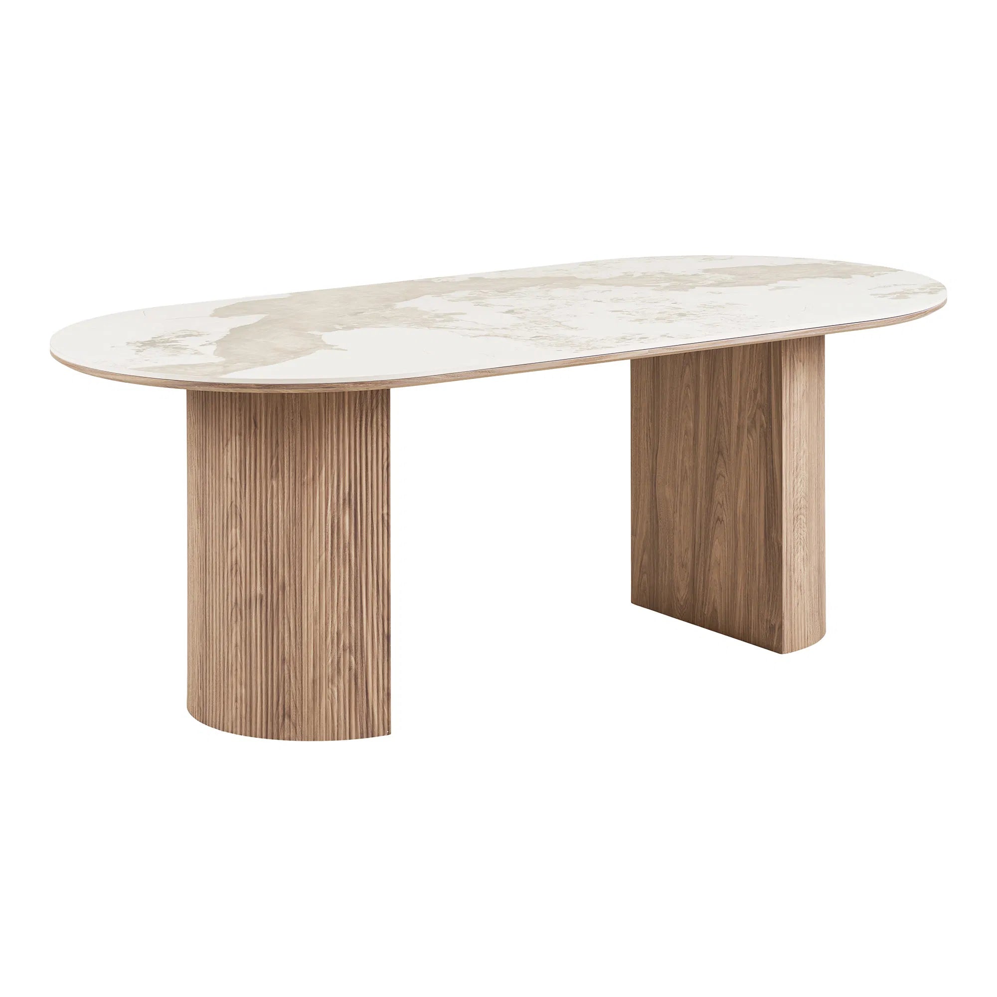 Esstisch 210 cm Keramik Weiß/Braun – Athens Skandinavisches Design