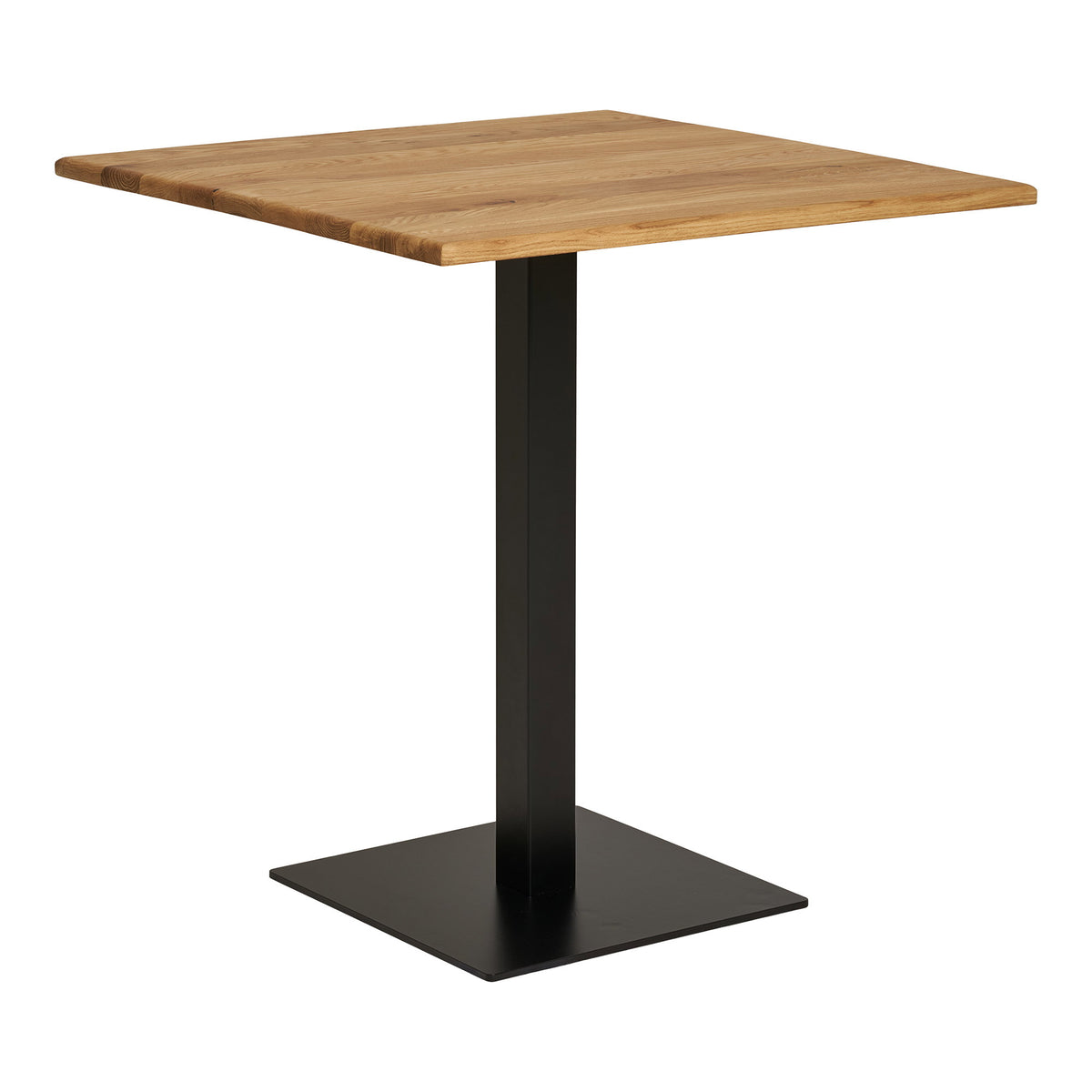 Lignano Bistrotisch aus Eichenholz mit Metallgestell, Natur/Schwarz, 70 × 70 × 75 cm