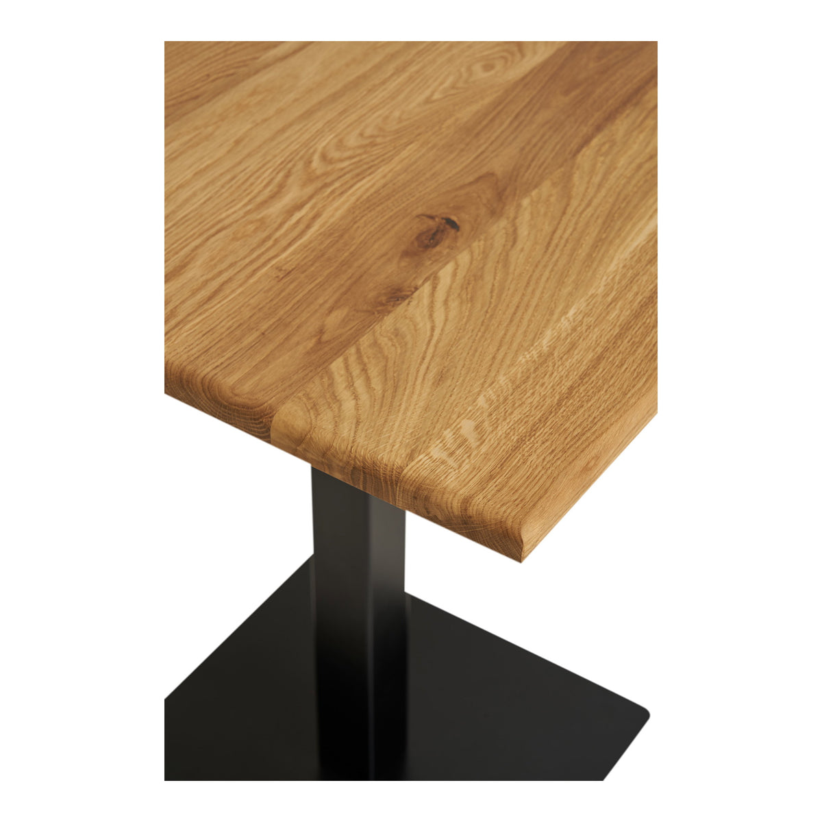 Lignano Bistrotisch aus Eichenholz mit Metallgestell, Natur/Schwarz, 70 × 70 × 75 cm
