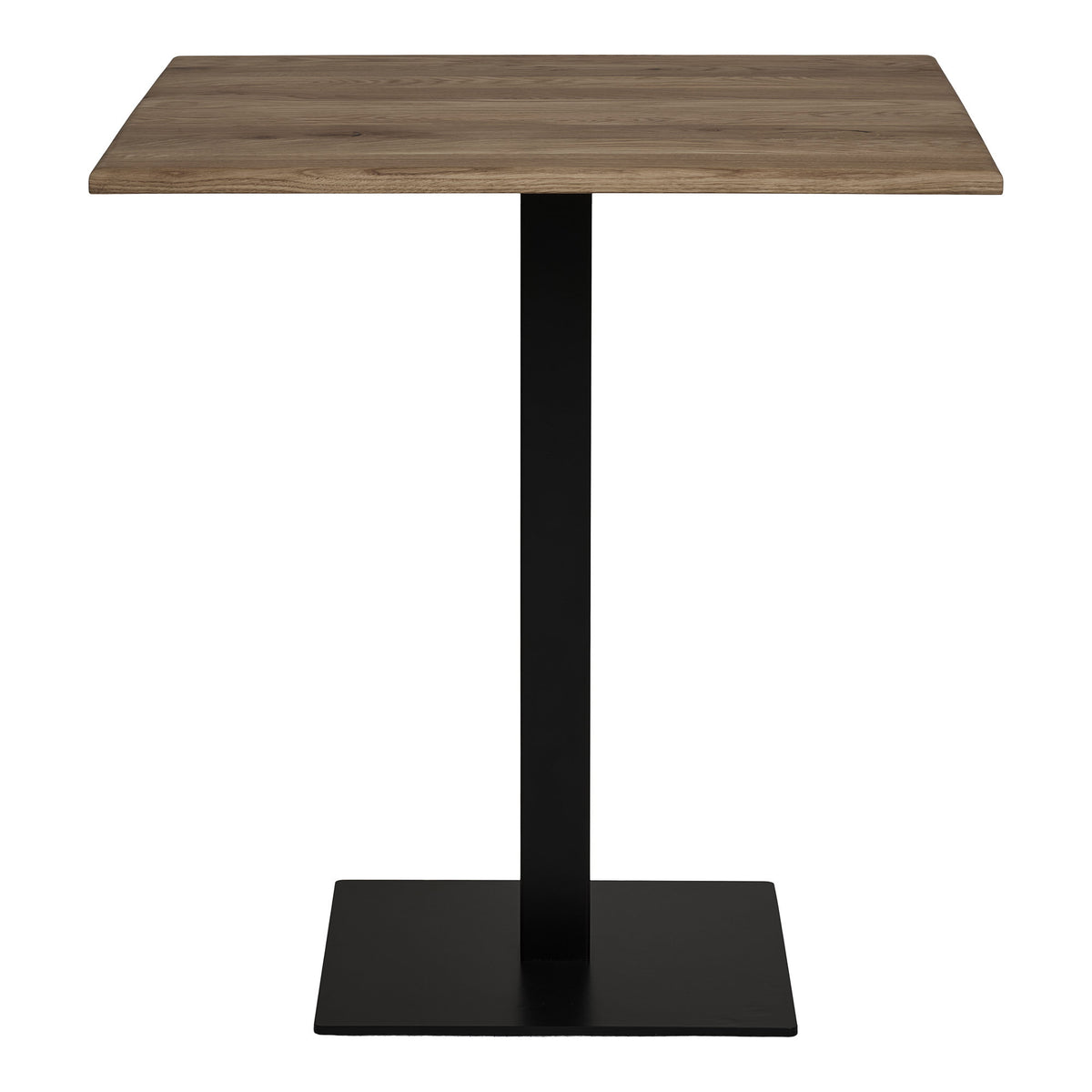 Lignano Bistrotisch aus geräucherter Eiche mit Metallgestell, Schwarz, 70 × 70 × 75 cm