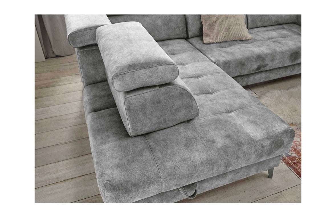 Ecksofa in Samt Grau