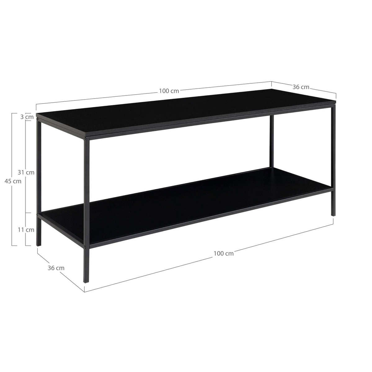 PolsterOase Möbel – Vita TV Möbel aus Stahl, 2 Ablagen, 100 × 36 × 45 cm – Ansicht 5