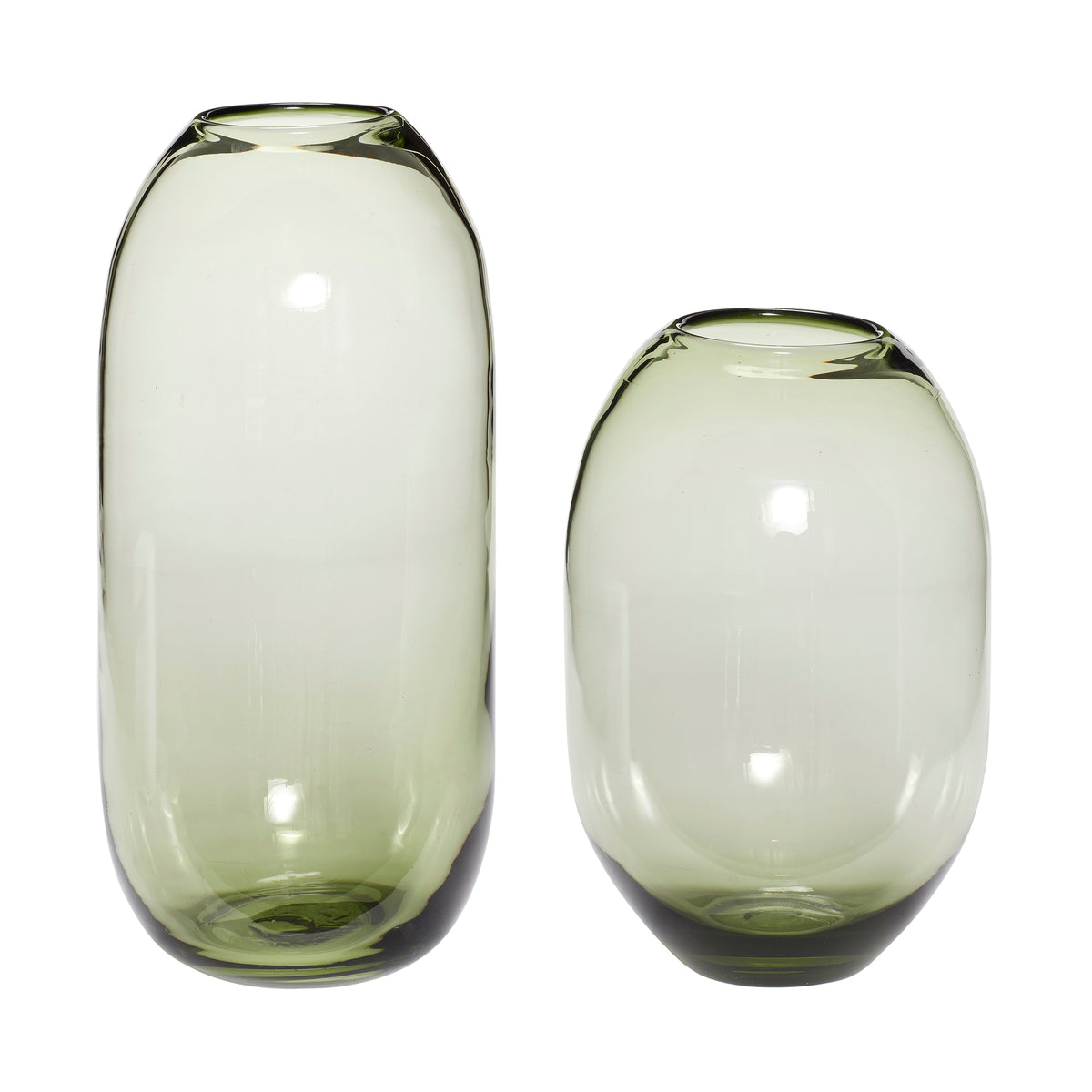 Moos Vasen aus mundgeblasenem Glas, 2er, Set, Grün