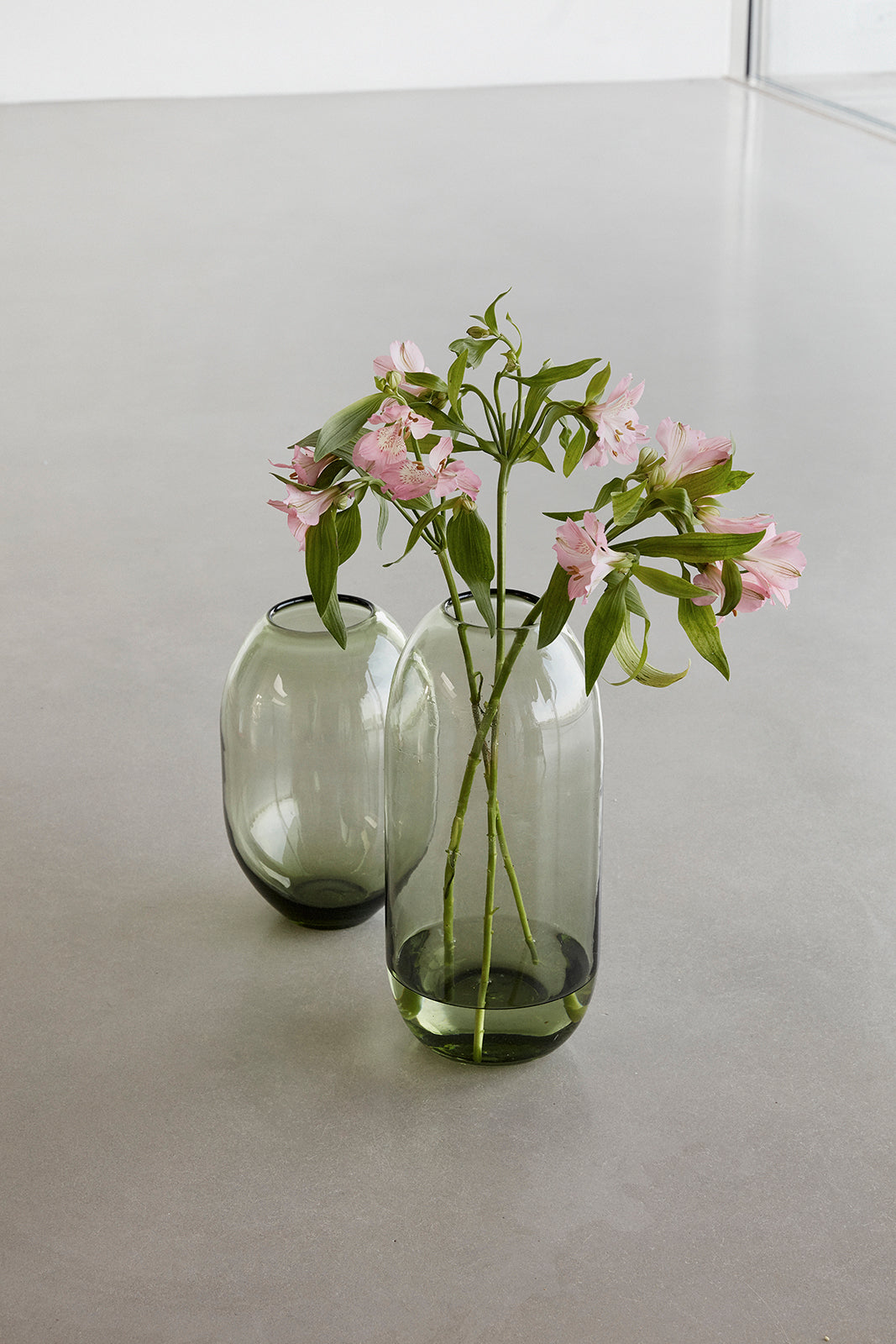 Moos Vasen aus mundgeblasenem Glas, 2er, Set, Grün