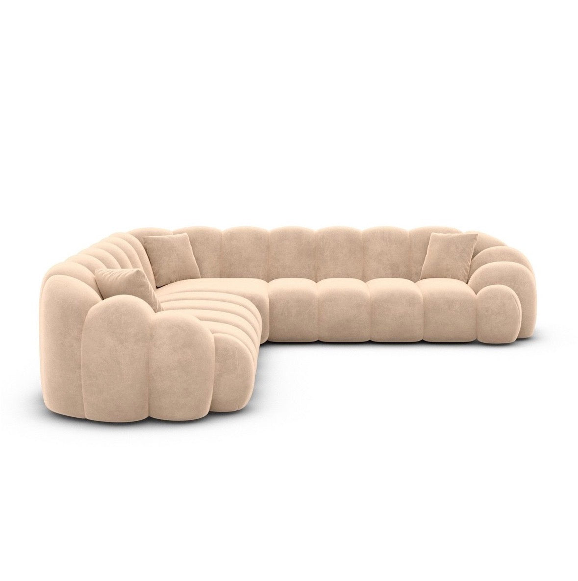 Designer Bubble Ecksofa in Samt Beige, 258 cm Breite | PolsterOase