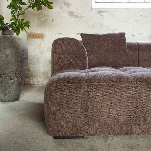 Bora Ecksofa (links) in Bouclé Braun, 240 cm Breite | PolsterOase