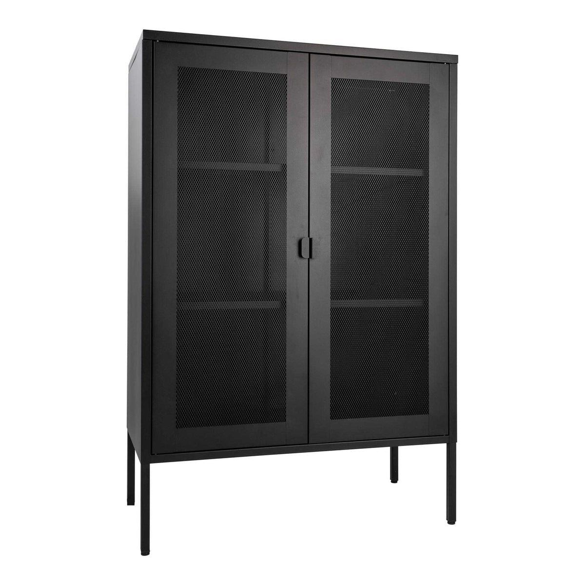 Melbourne Schrank – 2 Gittertüren, Stahl, schwarz, 80 × 40 × 120 cm