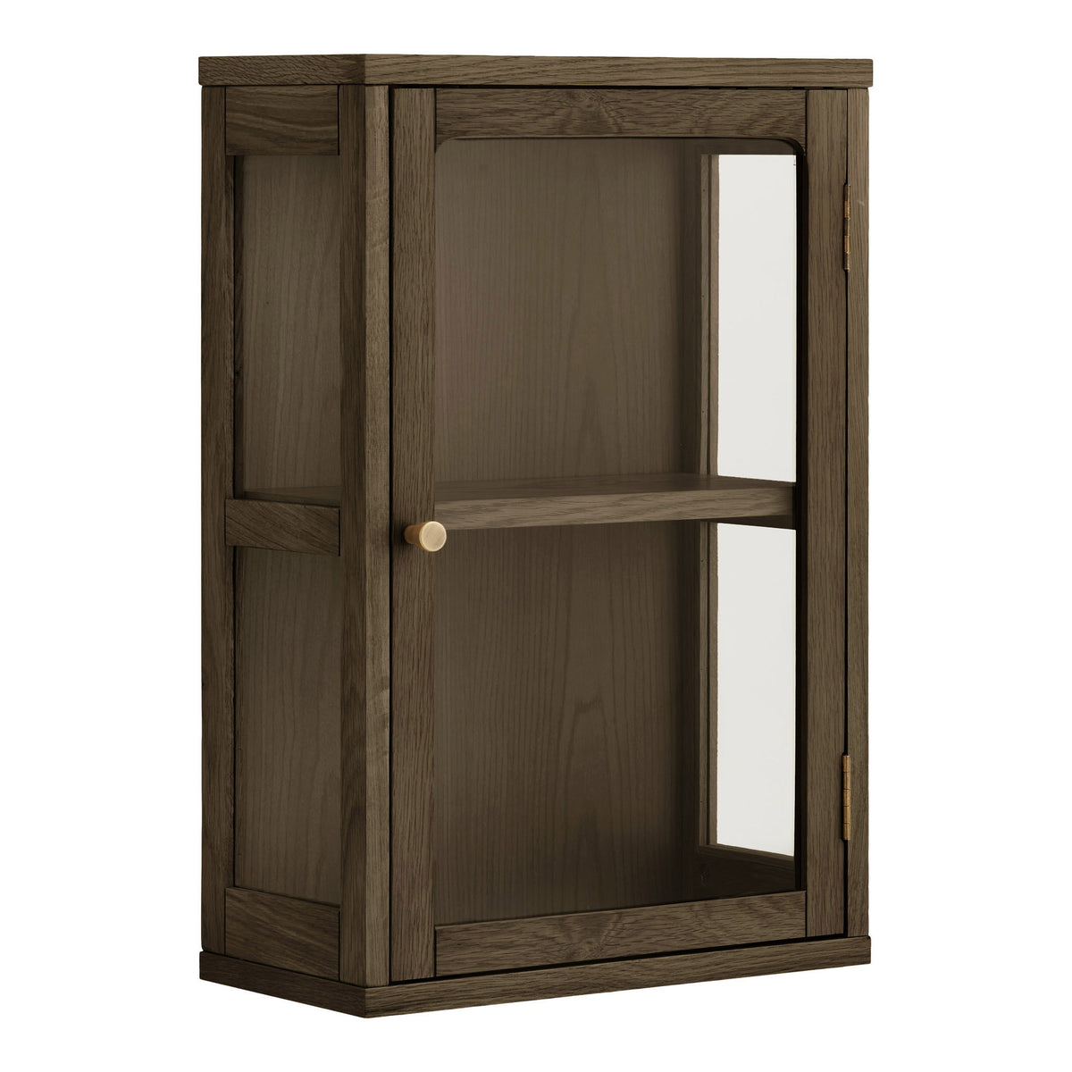 Zamora Wandhängeschrank aus Eiche und gehärtetem Glas, Dunkelbraun, 20 × 40 × 60 cm