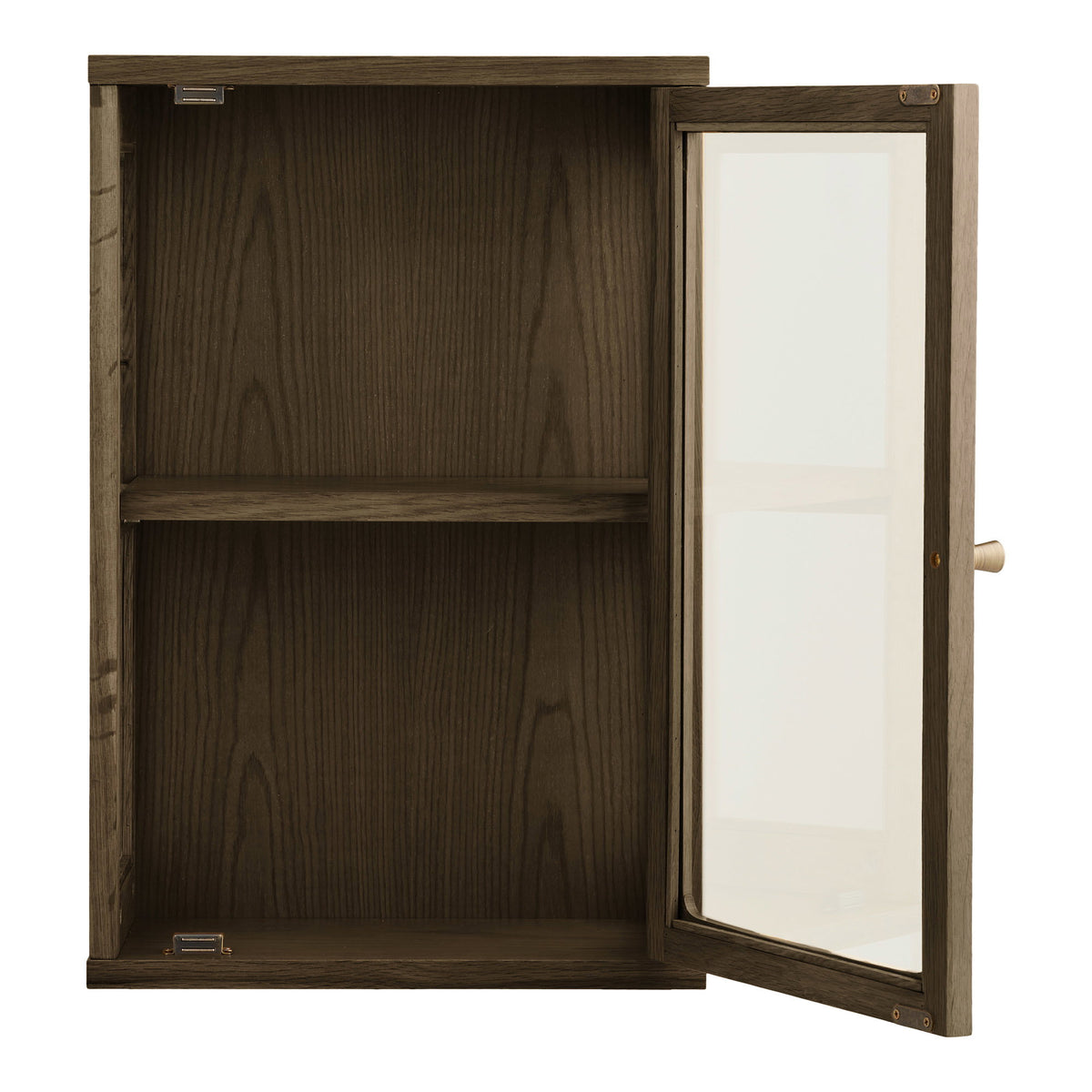Zamora Wandhängeschrank aus Eiche und gehärtetem Glas, Dunkelbraun, 20 × 40 × 60 cm