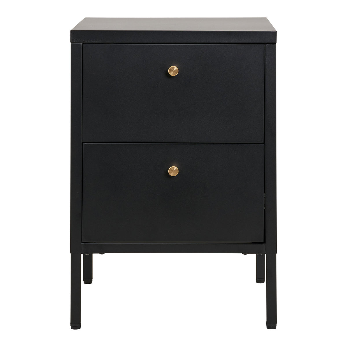 Dalby Kommode aus Stahl mit 2 Schubladen, Schwarz, 40 cm