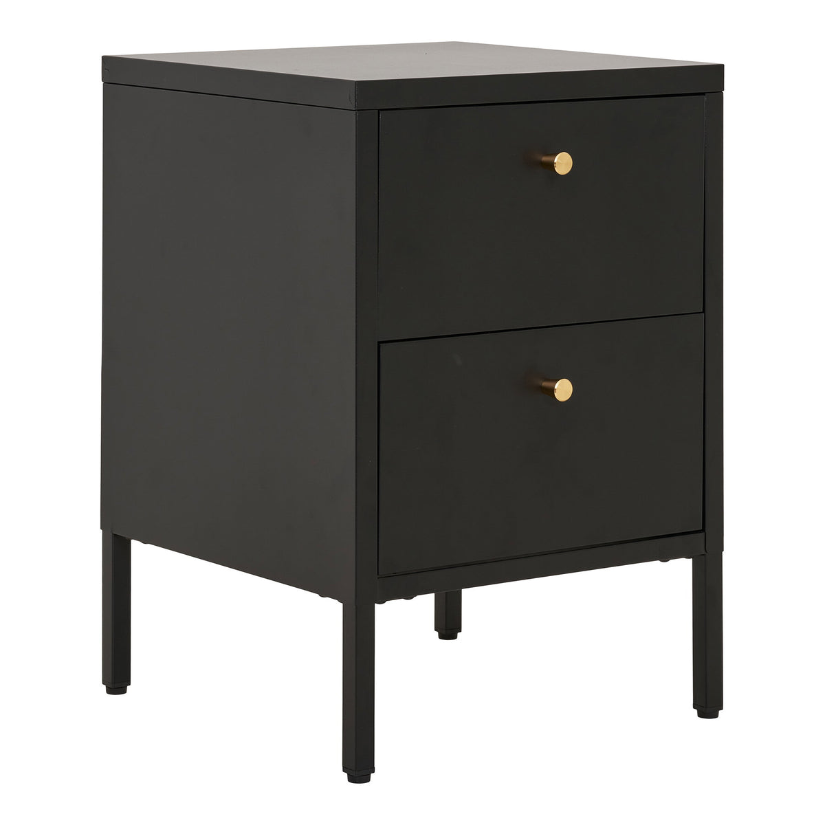Dalby Kommode aus Stahl mit 2 Schubladen, Schwarz, 40 cm