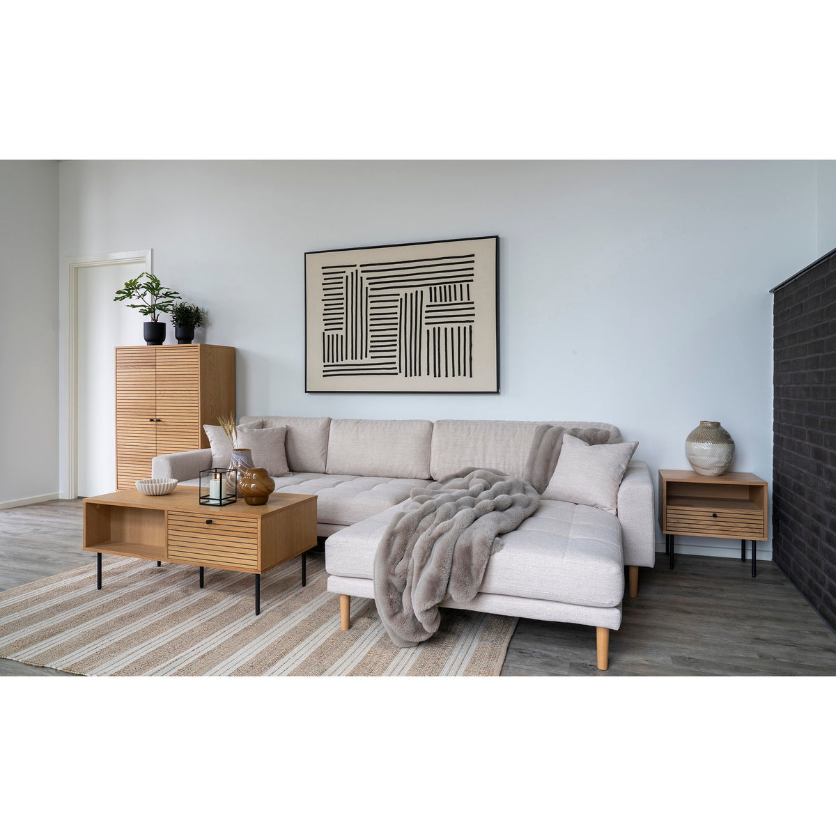 Galena Kissen – Kunstfell Grau, 45 × 45 cm