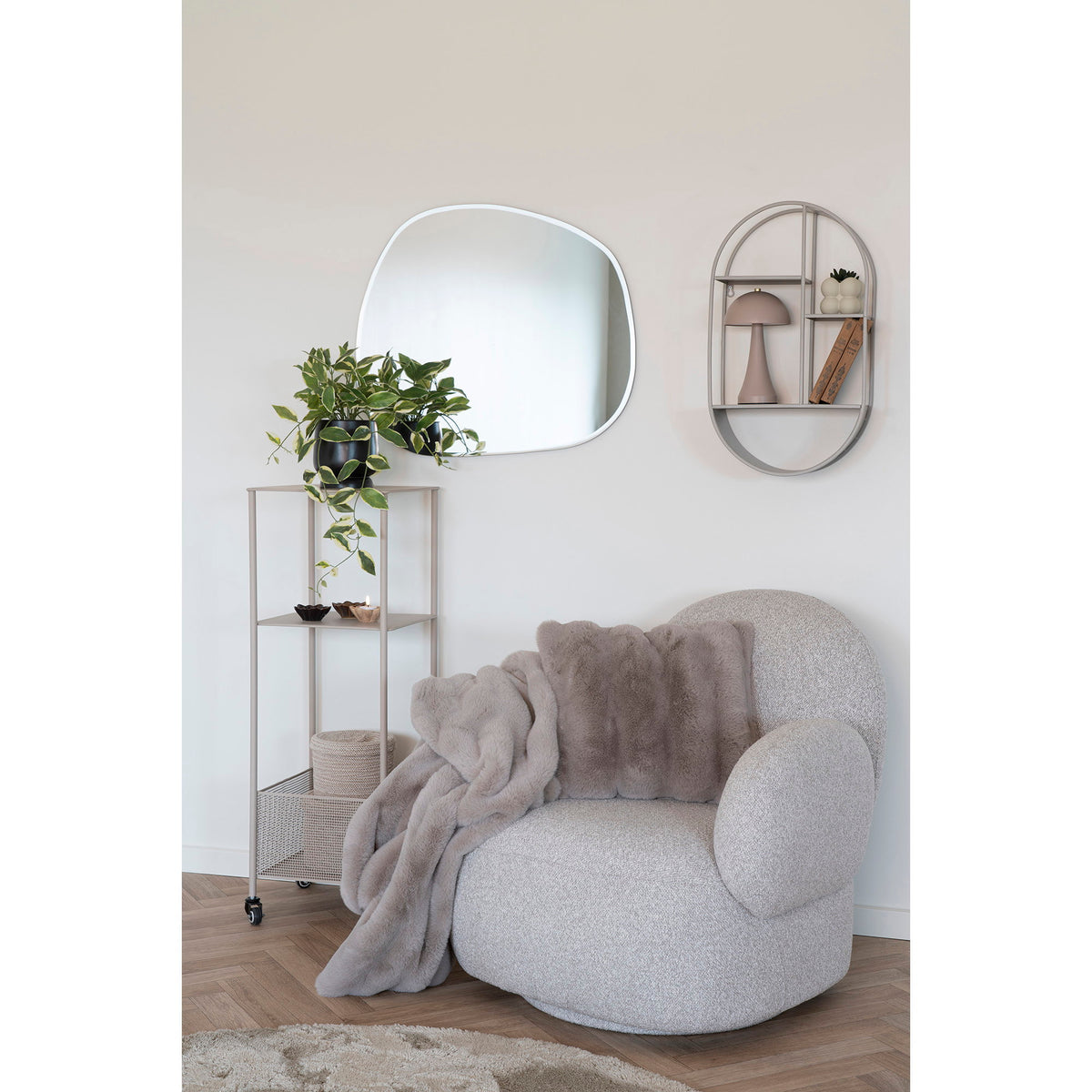 Galena Kissen – Kunstfell Grau, 45 × 45 cm