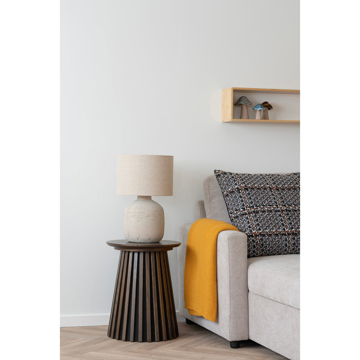 Santos Plaid – aus recycelter Baumwolle, ocker, 130 × 170 cm