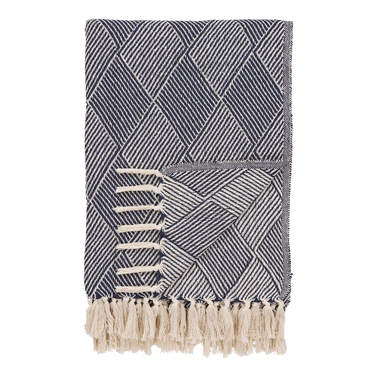 PolsterOase Möbel – Izmir Plaid aus recycelter Baumwolle, Blau, 130 × 180 cm