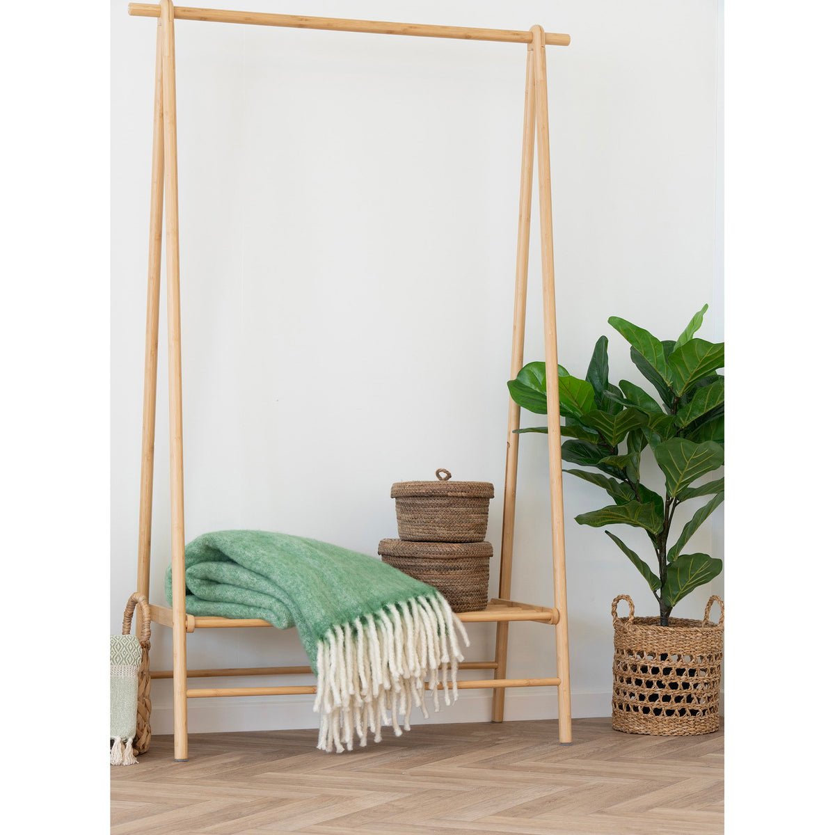 Carmel Plaid – Wollmischung Grün, 130 × 170 cm