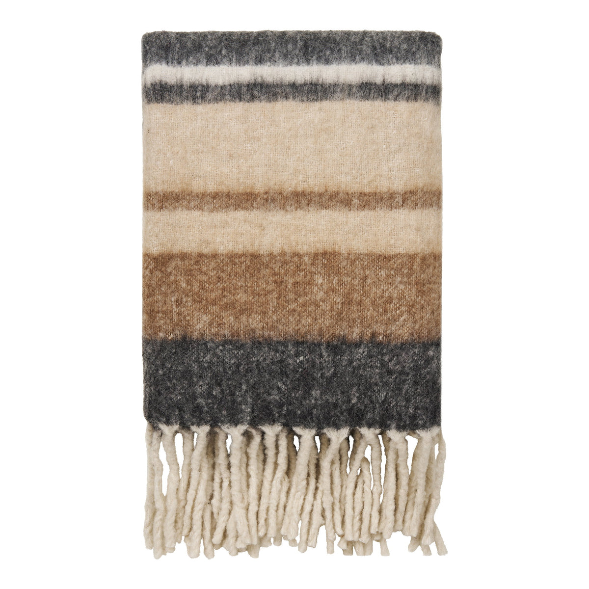 Carmel Plaid – Wollmischung Schwarz/Braun, 130 × 170 cm