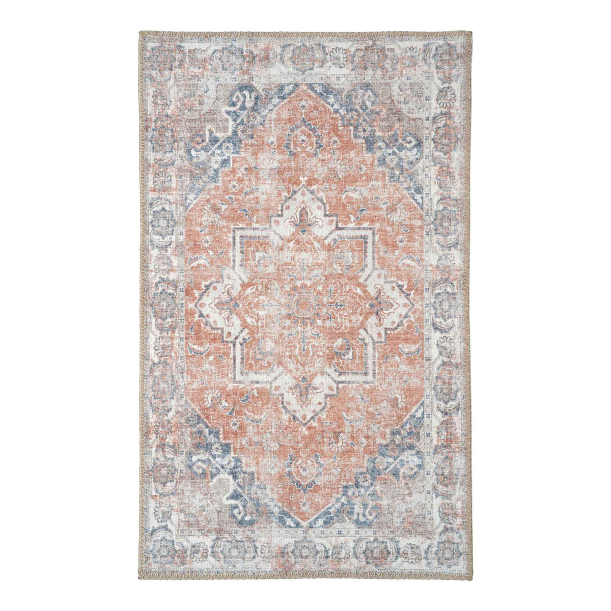 PolsterOase Möbel – Havana Fußmatte, Orange/Blau, 50 × 80 cm