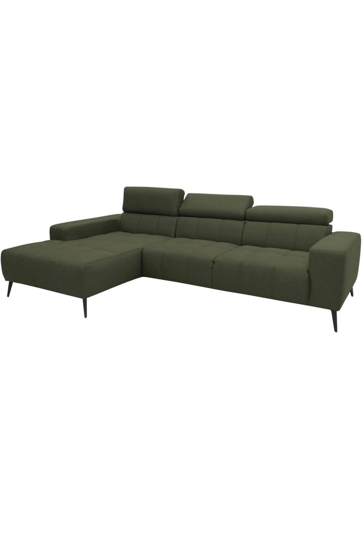 Ecksofa L - Form in Webstoff Moosgrün - POLSTEROASE