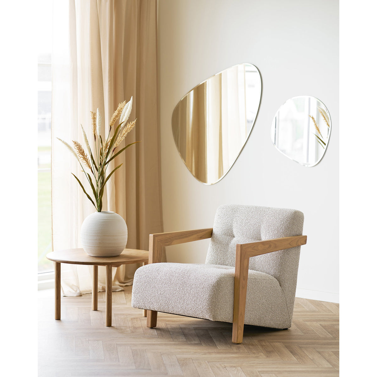 Devonport Wandspiegel – organisch, facettiert, 50 × 50 cm