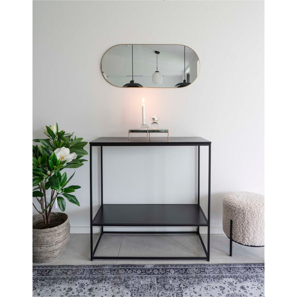 Jersey Spiegel – Stahl Messingoptik, 35 × 80 cm