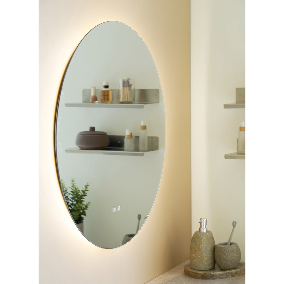 Kiama Spiegel mit LED – beschlagfrei und 3 Lichtstufen, Ø 80 cm