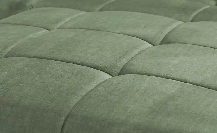 Ecksofa L - Form + Hocker in Webstoff Grün - POLSTEROASE