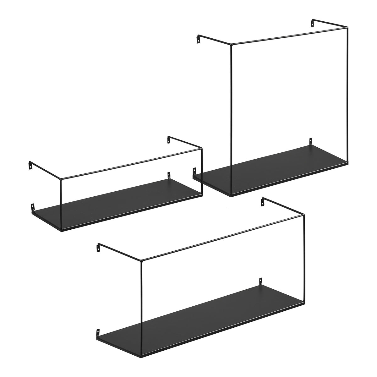 PolsterOase Möbel – Ulmo Wandregale aus Stahl, 3er, Set, Schwarz