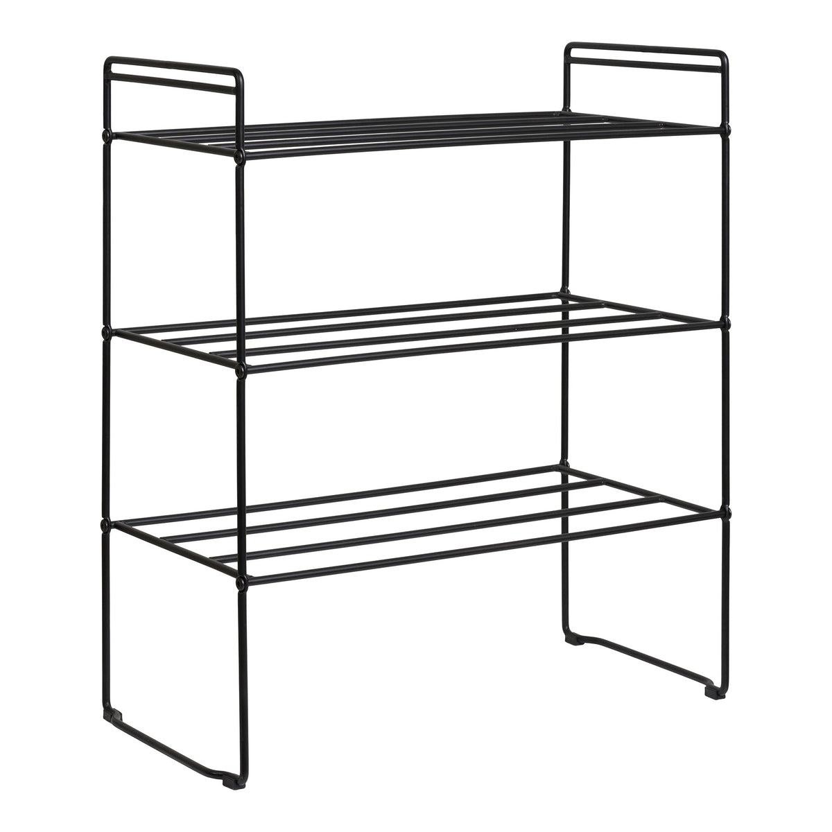 Swansea Schuhregal aus Stahl, 3 Ablagen, Schwarz, 49,5 × 25 × 60 cm