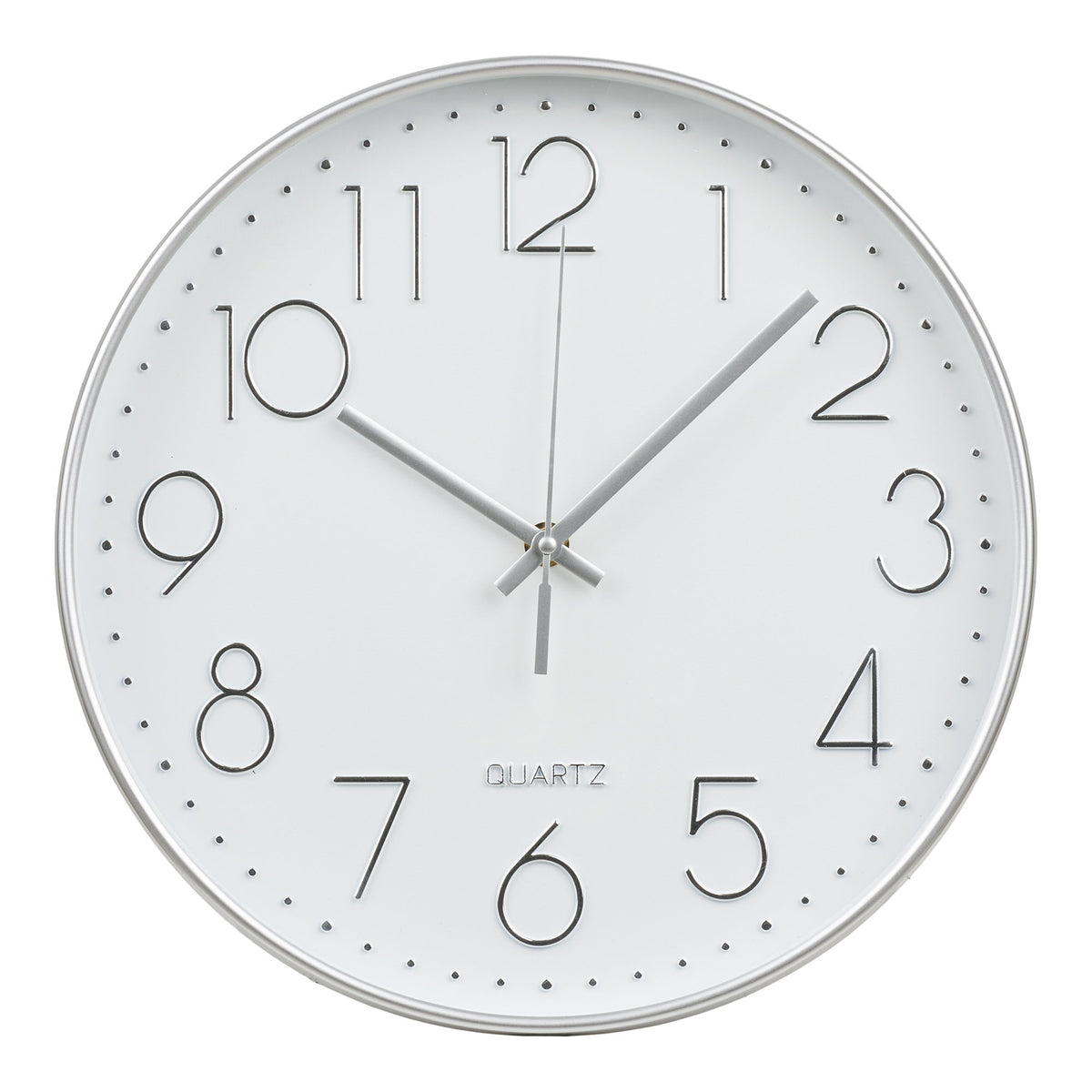 PolsterOase Möbel – Lalibela Wanduhr mit Glasfront und leisem Uhrwerk, Silber, Ø 30 cm